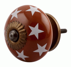 Brown Star Ceramic Dresser Knob